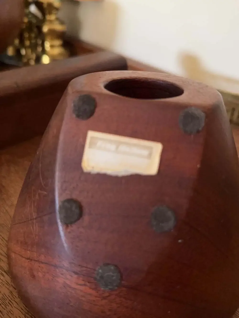 Frog Hollow Round Mahogany Wood Desk Clock